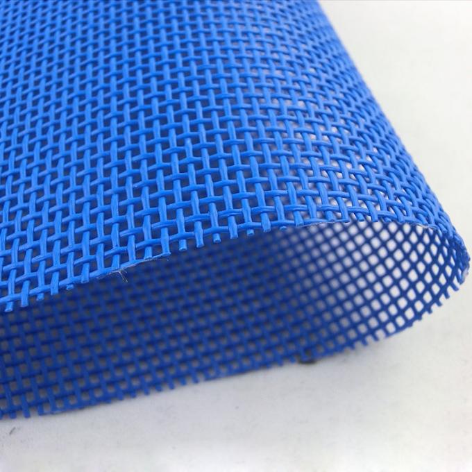 Blue color Textilene is PVC Coated Polyester Mesh fabric for use in outdoor Venues 0