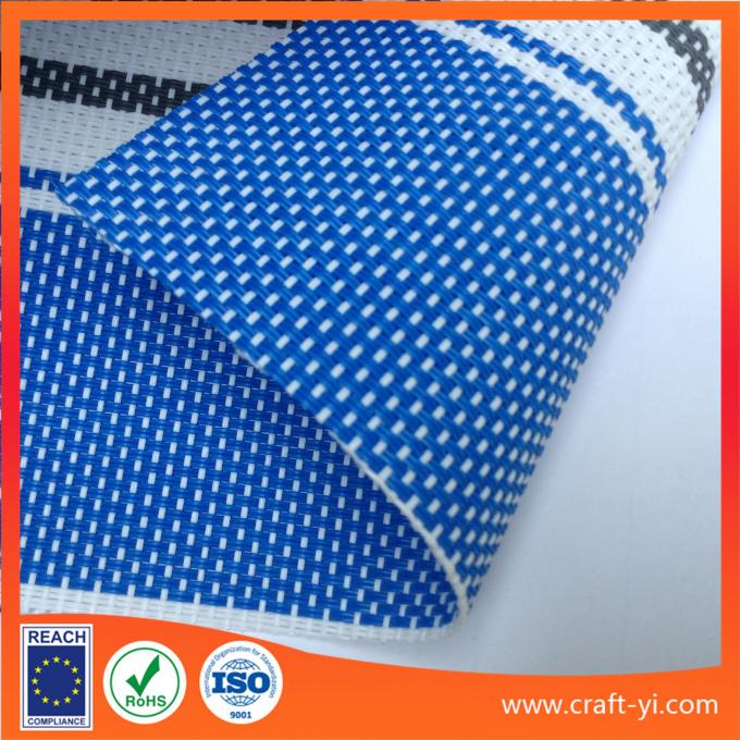 azul con la tela de malla blanca del textilene de la raya 2X1 del color para la protección solar al aire libre de la silla