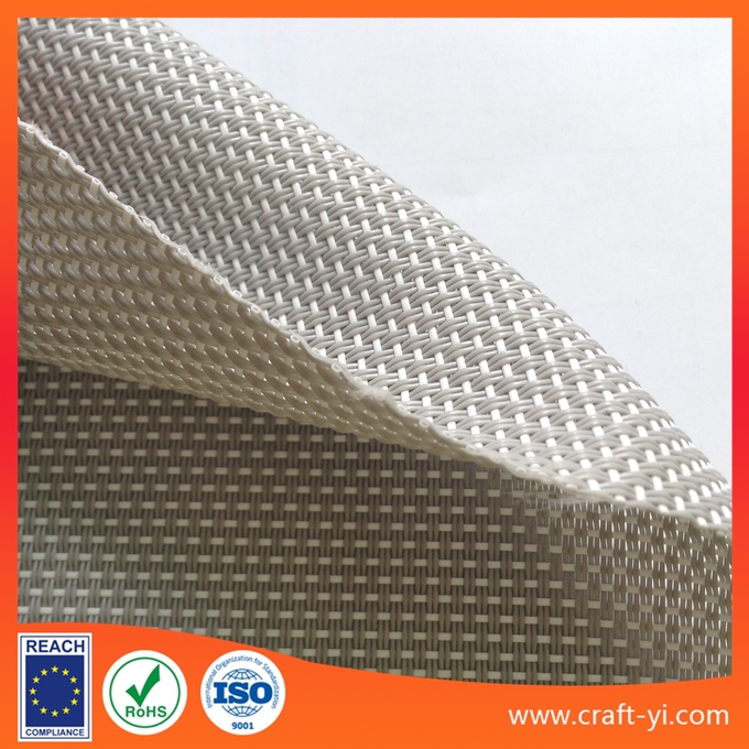 creamy white textilene mesh fabric Outdoor 2X1 weave Anti-UV fabric waterproof 0